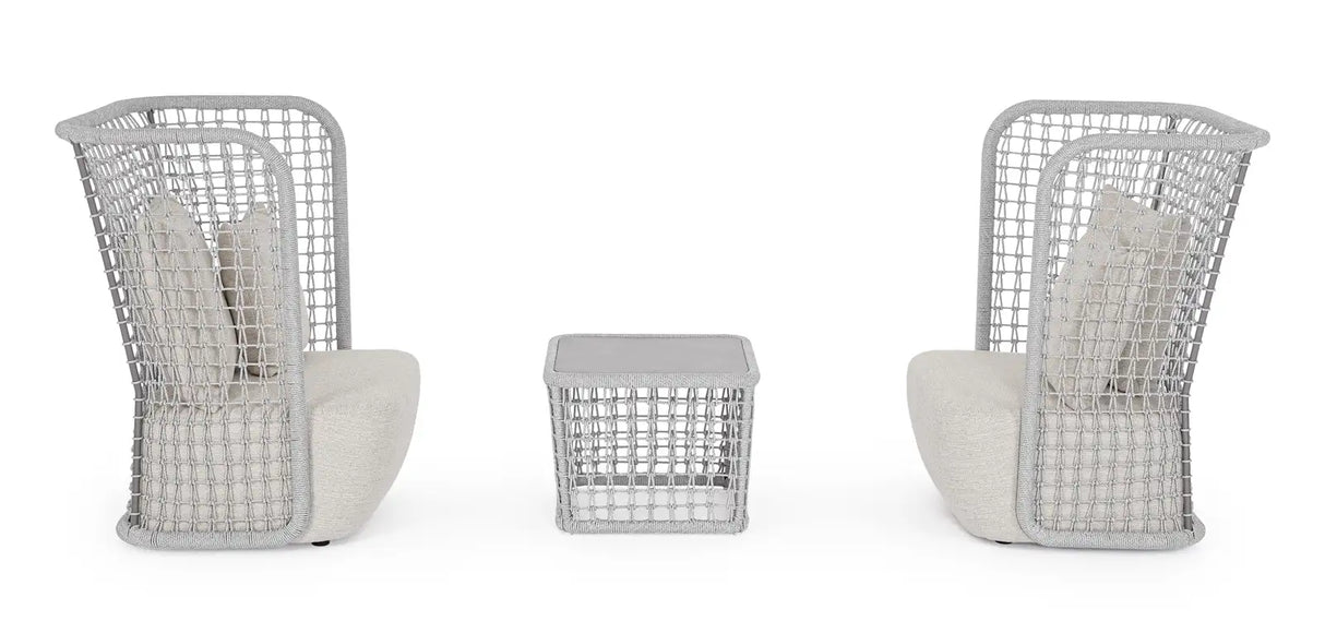 Outdoor Sessel Kollar Artic aus Aluminium und Seil - ZEN ZONE Furniture