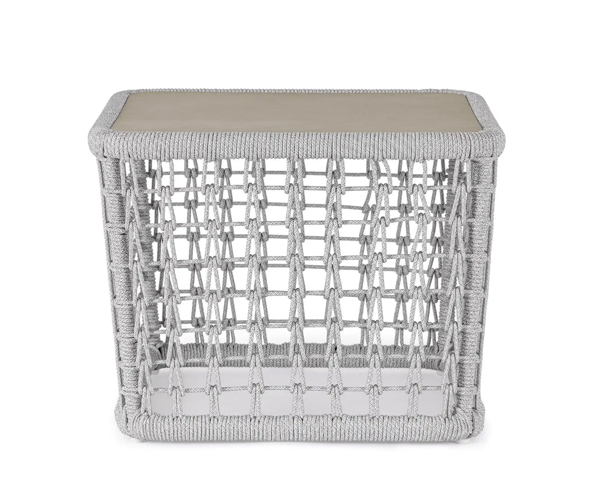 Outdoor Couchtisch Kollar Artic aus Aluminium und Seil 60x60 cm - ZEN ZONE Furniture