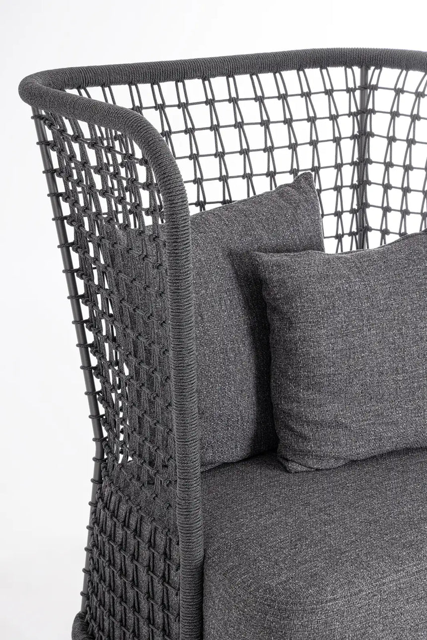 Outdoor Sessel Kollar Anthrazit aus Aluminium und Seil - ZEN ZONE Furniture