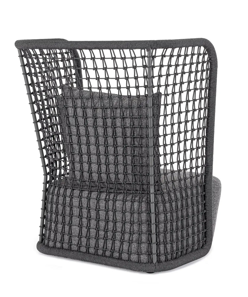 Outdoor Sessel Kollar Anthrazit aus Aluminium und Seil - ZEN ZONE Furniture