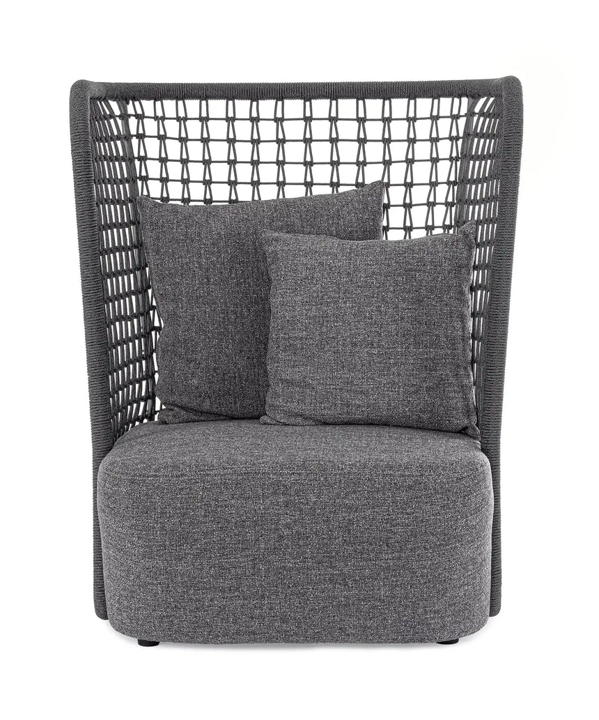 Outdoor Sessel Kollar Anthrazit aus Aluminium und Seil - ZEN ZONE Furniture