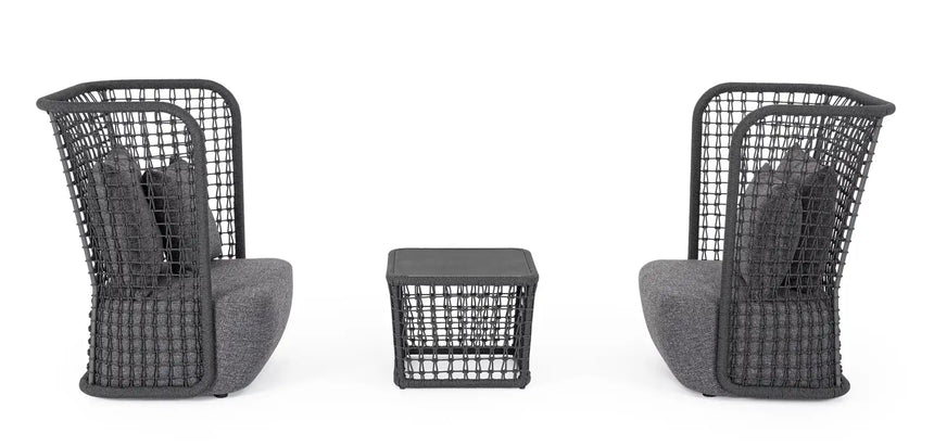 Outdoor Sessel Kollar Anthrazit aus Aluminium und Seil - ZEN ZONE Furniture