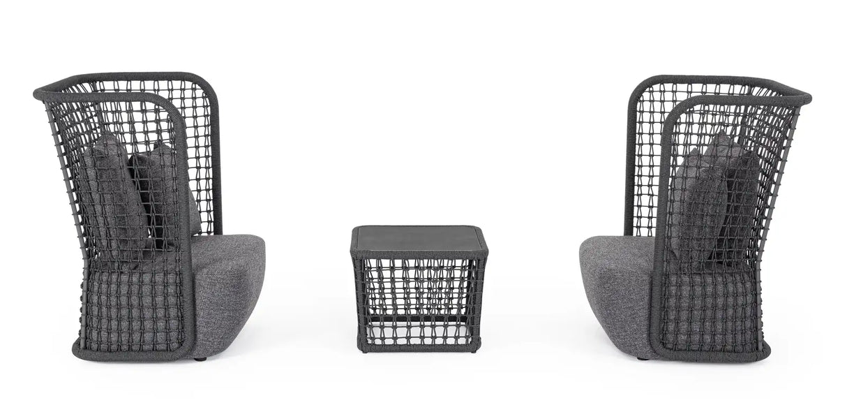 Outdoor Sessel Kollar Anthrazit aus Aluminium und Seil - ZEN ZONE Furniture