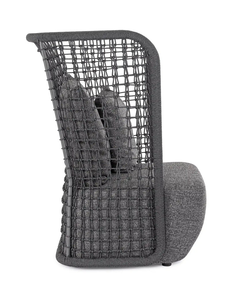Outdoor Sessel Kollar Anthrazit aus Aluminium und Seil - ZEN ZONE Furniture