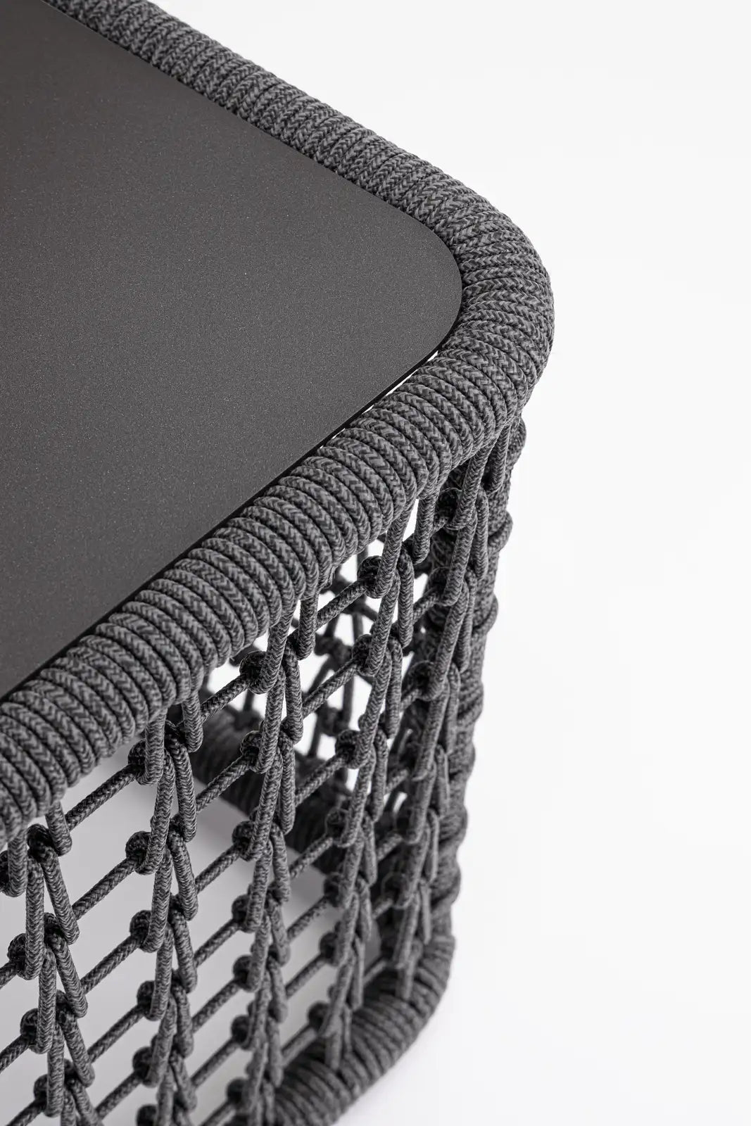 Outdoor Couchtisch Kollar Anthrazit aus Aluminium und Seil 60x60 cm - ZEN ZONE Furniture