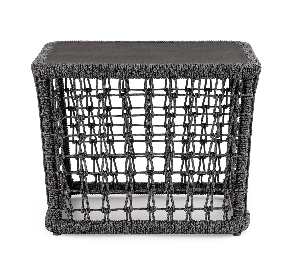 Outdoor Couchtisch Kollar Anthrazit aus Aluminium und Seil 60x60 cm - ZEN ZONE Furniture