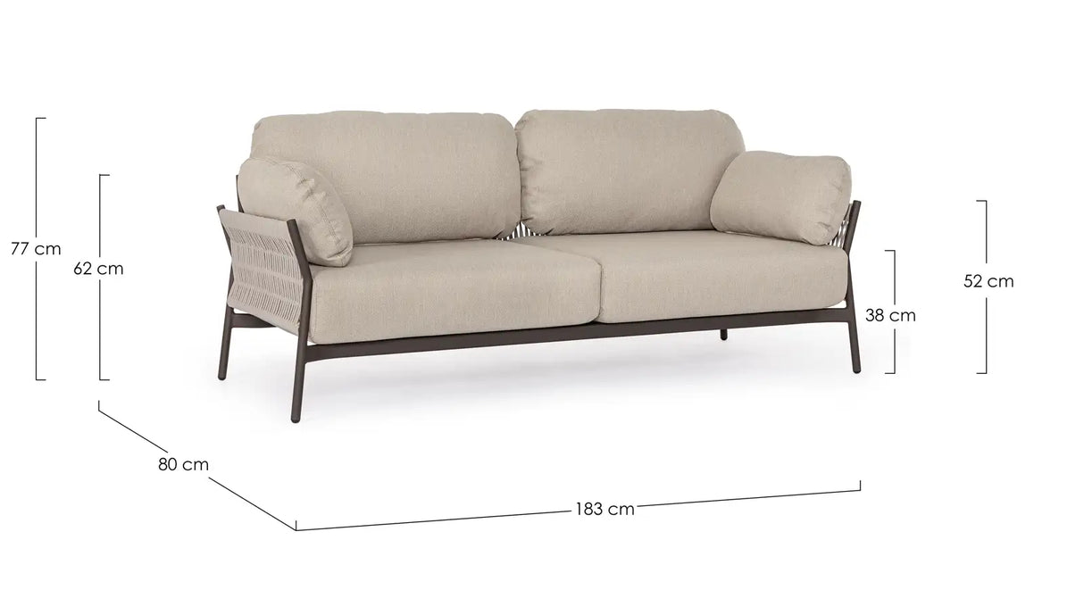 Outdoor Sofa 2-Sitzer Pardis raven QS25 aus Aluminium 183x80 cm - ZEN ZONE Furniture
