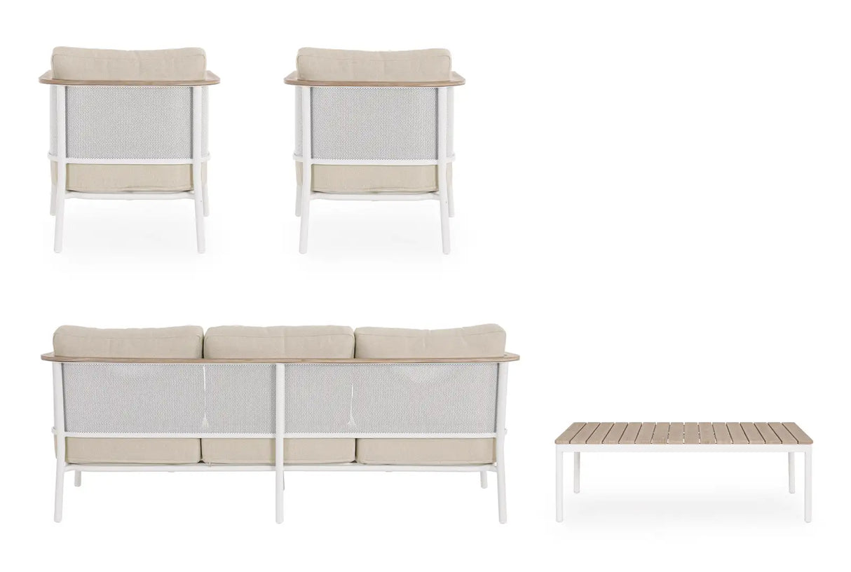 Outdoor 4er-Set Sitzgruppe Ulises Vapor Aluminium Holzoptik - ZEN ZONE Furniture