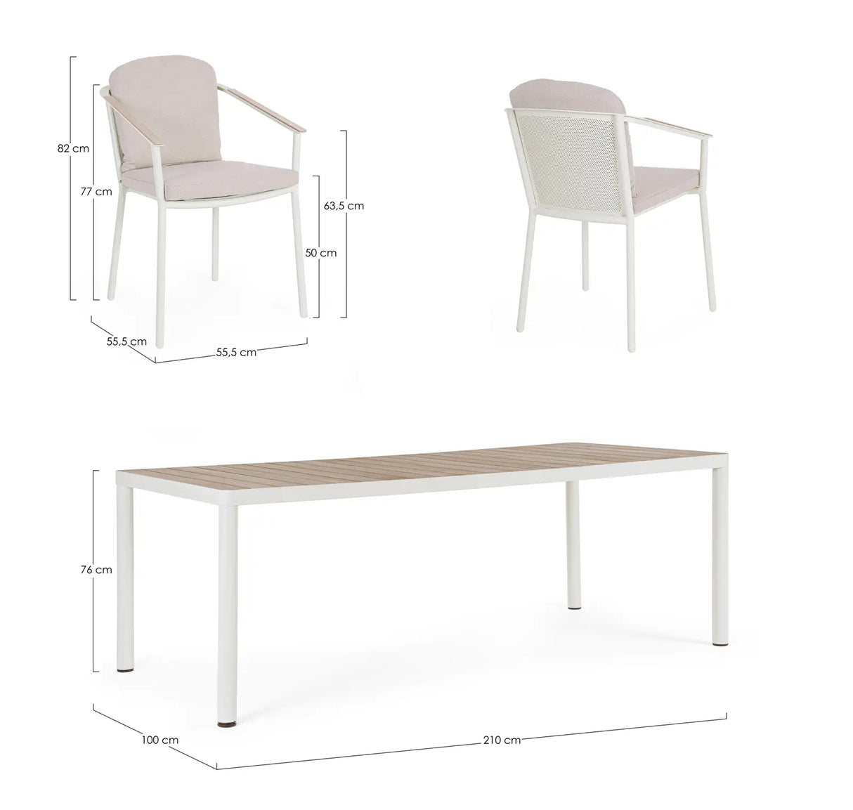 Outdoor Set Ulises Vapor Tisch + 8 Stühle Aluminium Holzoptik - ZEN ZONE Furniture