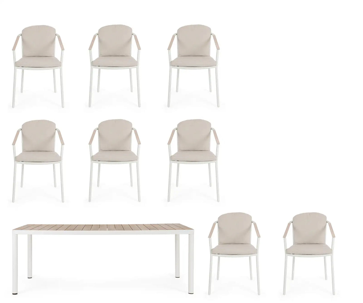 Outdoor Set Ulises Vapor Tisch + 8 Stühle Aluminium Holzoptik - ZEN ZONE Furniture