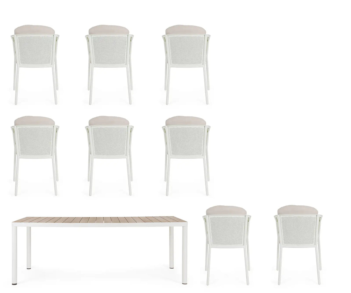 Outdoor Set Ulises Vapor Tisch + 8 Stühle Aluminium Holzoptik - ZEN ZONE Furniture