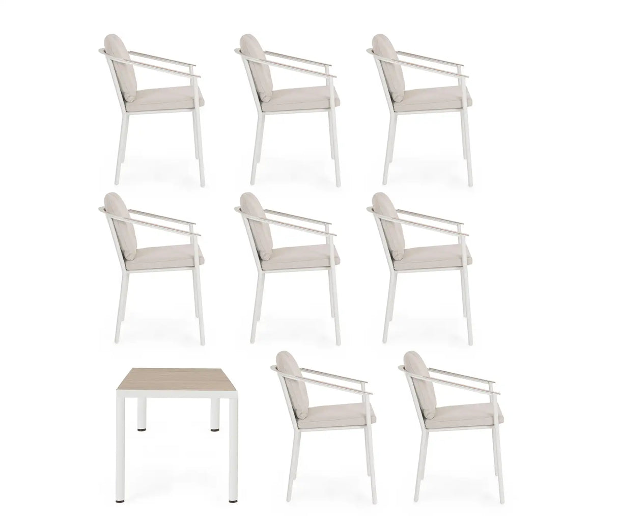 Outdoor Set Ulises Vapor Tisch + 8 Stühle Aluminium Holzoptik - ZEN ZONE Furniture