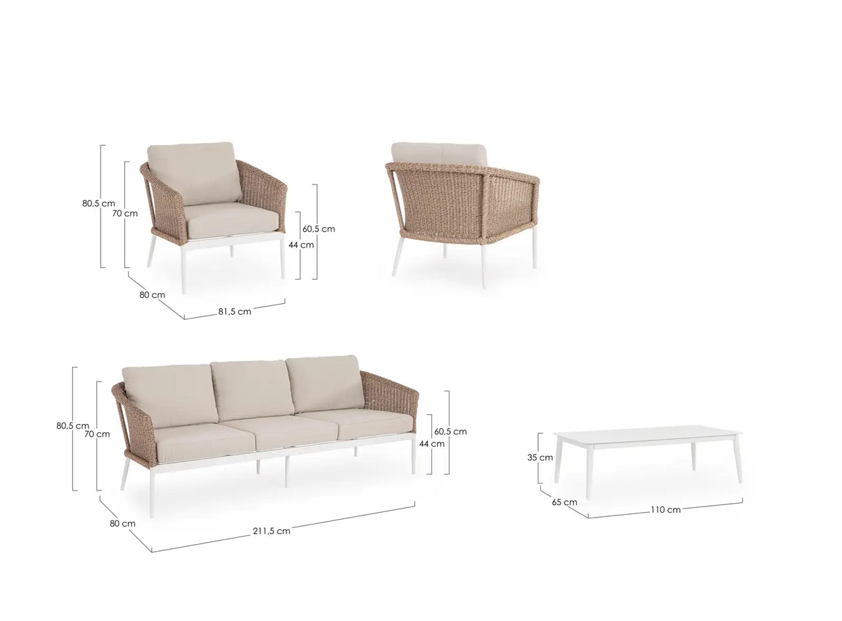 Outdoor 4er-Set Sitzgruppe Oceana Vapor aus Aluminium - ZEN ZONE Furniture