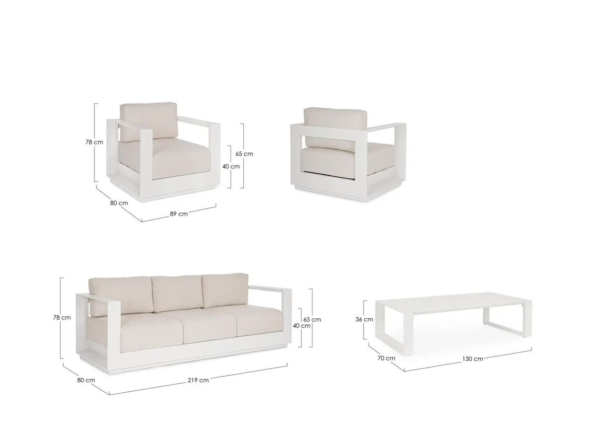 Outdoor 4er-Set Sitzgruppe Moses vapor aus Aluminium - ZEN ZONE Furniture