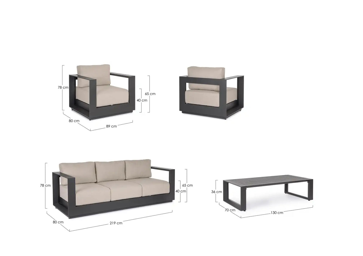 Outdoor 4er-Set Sitzgruppe Moses anthrazit aus Aluminium - ZEN ZONE Furniture
