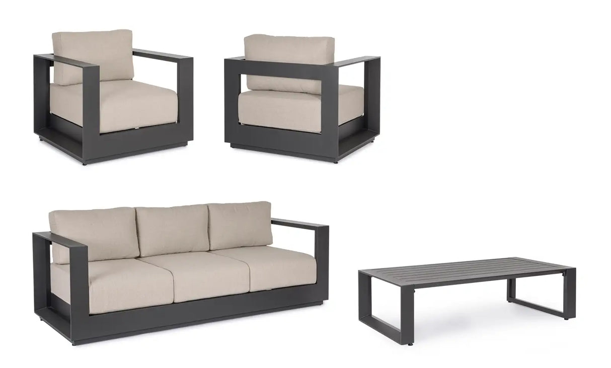 Outdoor 4er-Set Sitzgruppe Moses anthrazit aus Aluminium - ZEN ZONE Furniture