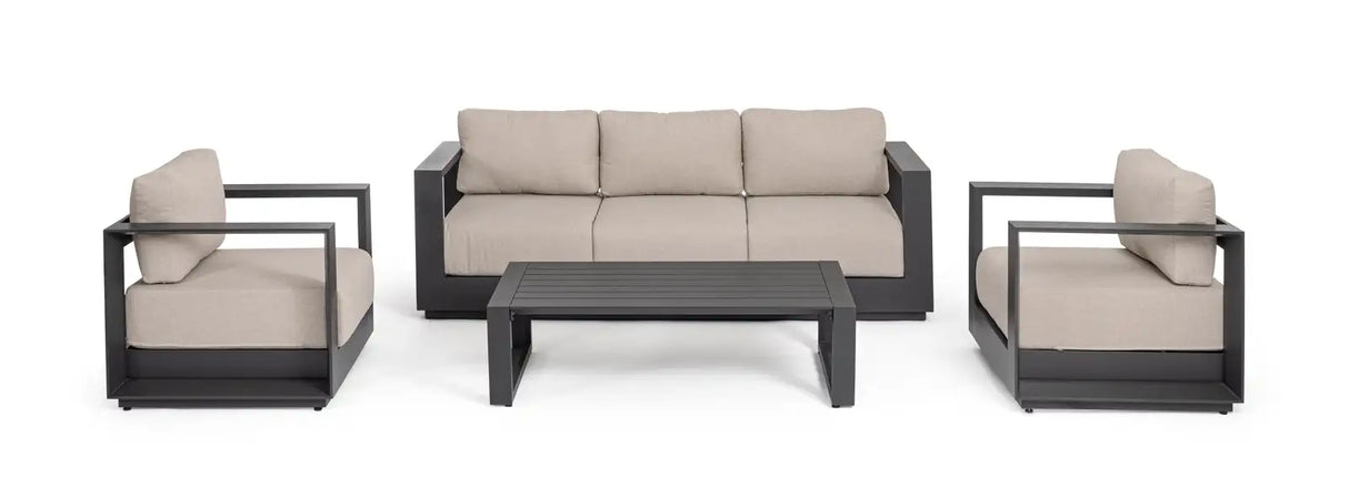 Outdoor 4er-Set Sitzgruppe Moses anthrazit aus Aluminium - ZEN ZONE Furniture