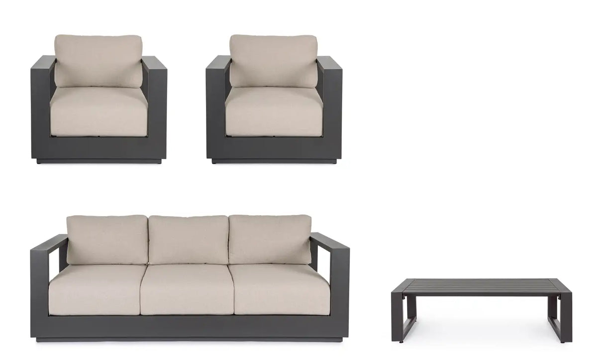 Outdoor 4er-Set Sitzgruppe Moses anthrazit aus Aluminium - ZEN ZONE Furniture