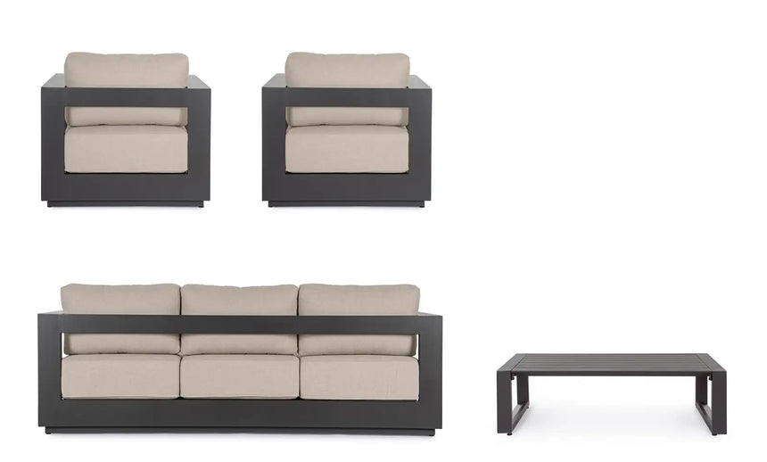 Outdoor 4er-Set Sitzgruppe Moses anthrazit aus Aluminium - ZEN ZONE Furniture