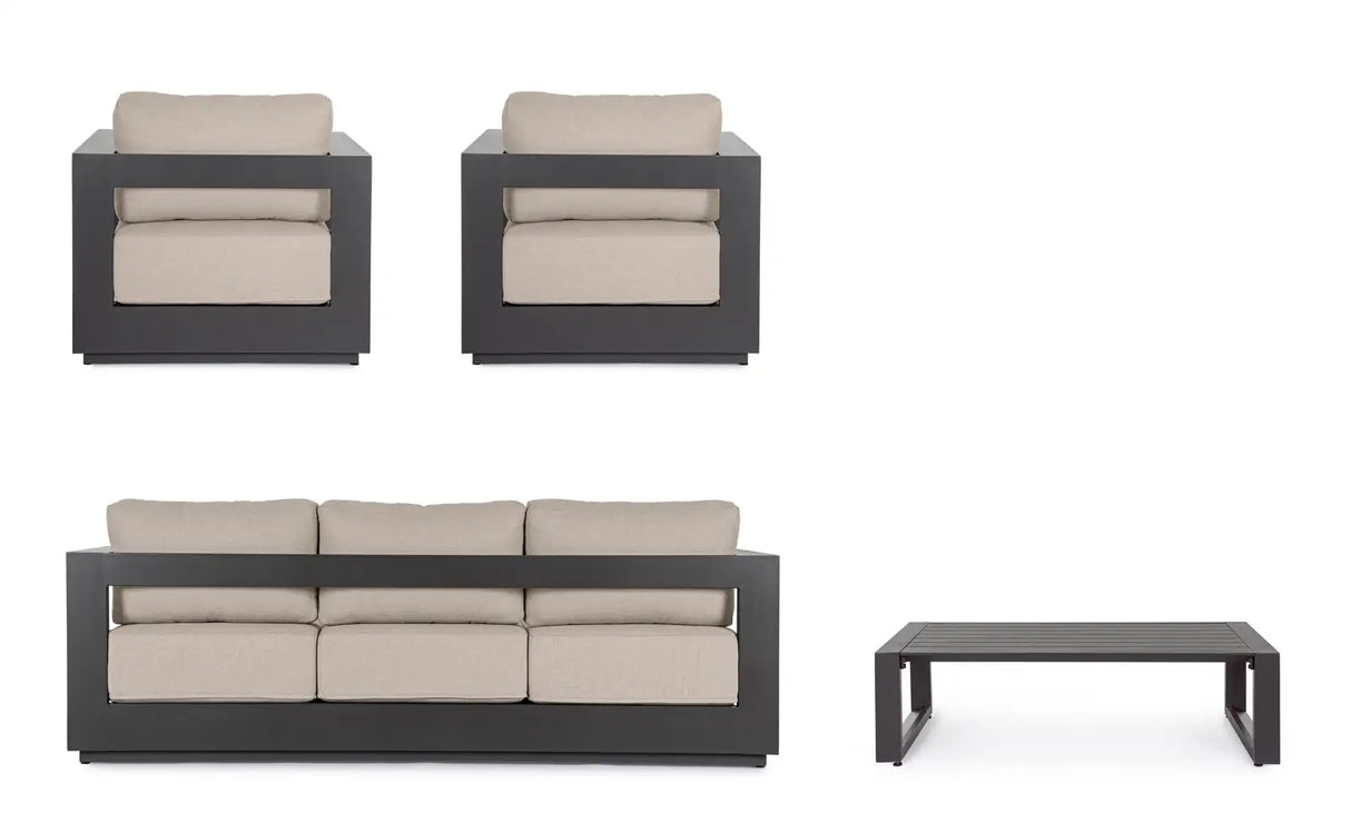 Outdoor 4er-Set Sitzgruppe Moses anthrazit aus Aluminium - ZEN ZONE Furniture