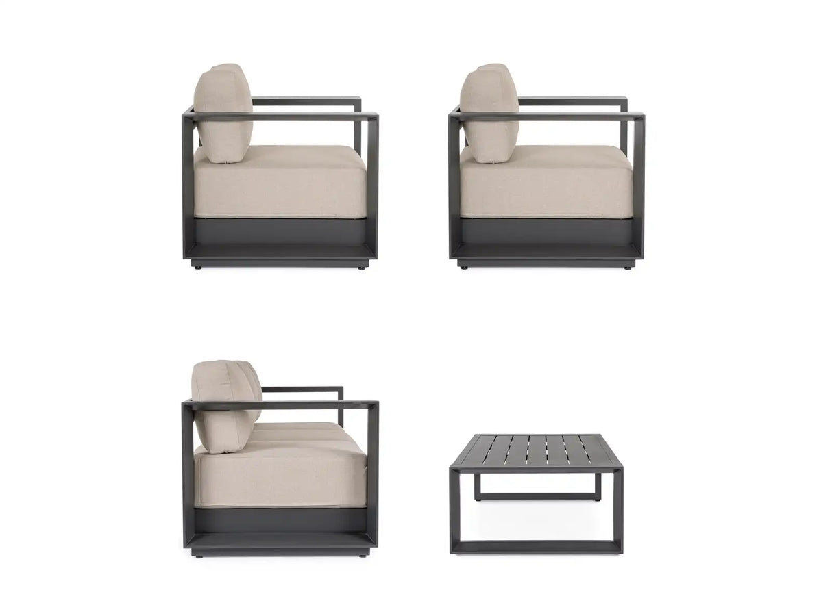 Outdoor 4er-Set Sitzgruppe Moses anthrazit aus Aluminium - ZEN ZONE Furniture