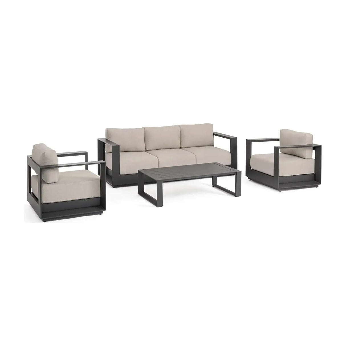 Outdoor 4er-Set Sitzgruppe Moses anthrazit aus Aluminium - ZEN ZONE Furniture