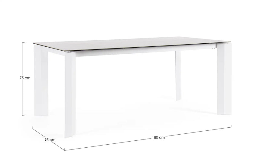 Outdoor Tisch Otavio Weiß WG20 Aluminium mit Keramikplatte 180x95 cm - ZEN ZONE Furniture