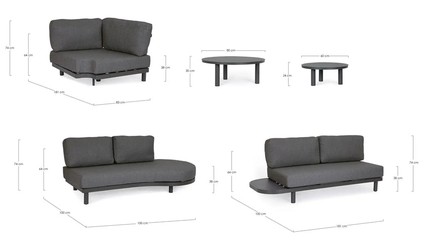 Outdoor Set Ecksitzgruppe Hercules anthrazit WG2 - ZEN ZONE Furniture