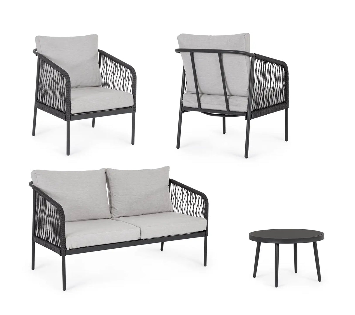 Outdoor 4er-Set Felipe Grau mit Kissen - ZEN ZONE Furniture
