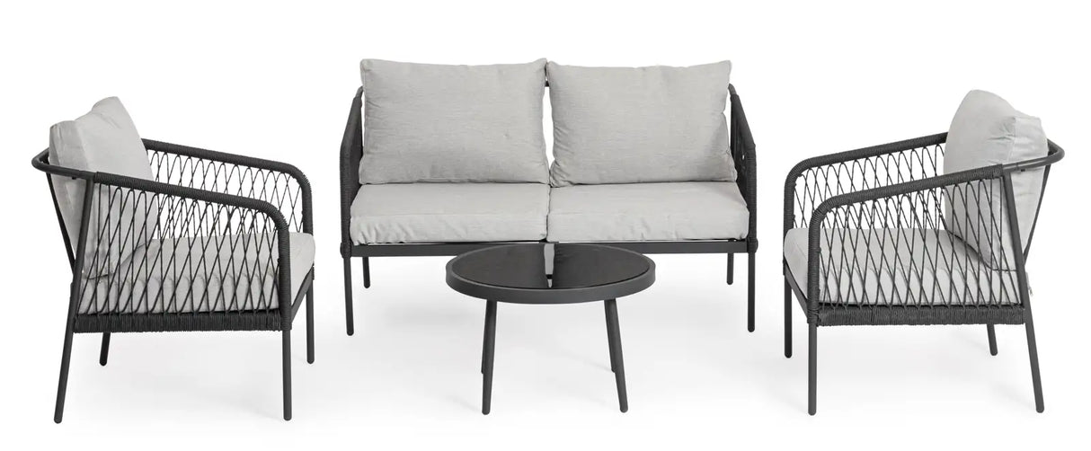Outdoor 4er-Set Felipe Grau mit Kissen - ZEN ZONE Furniture