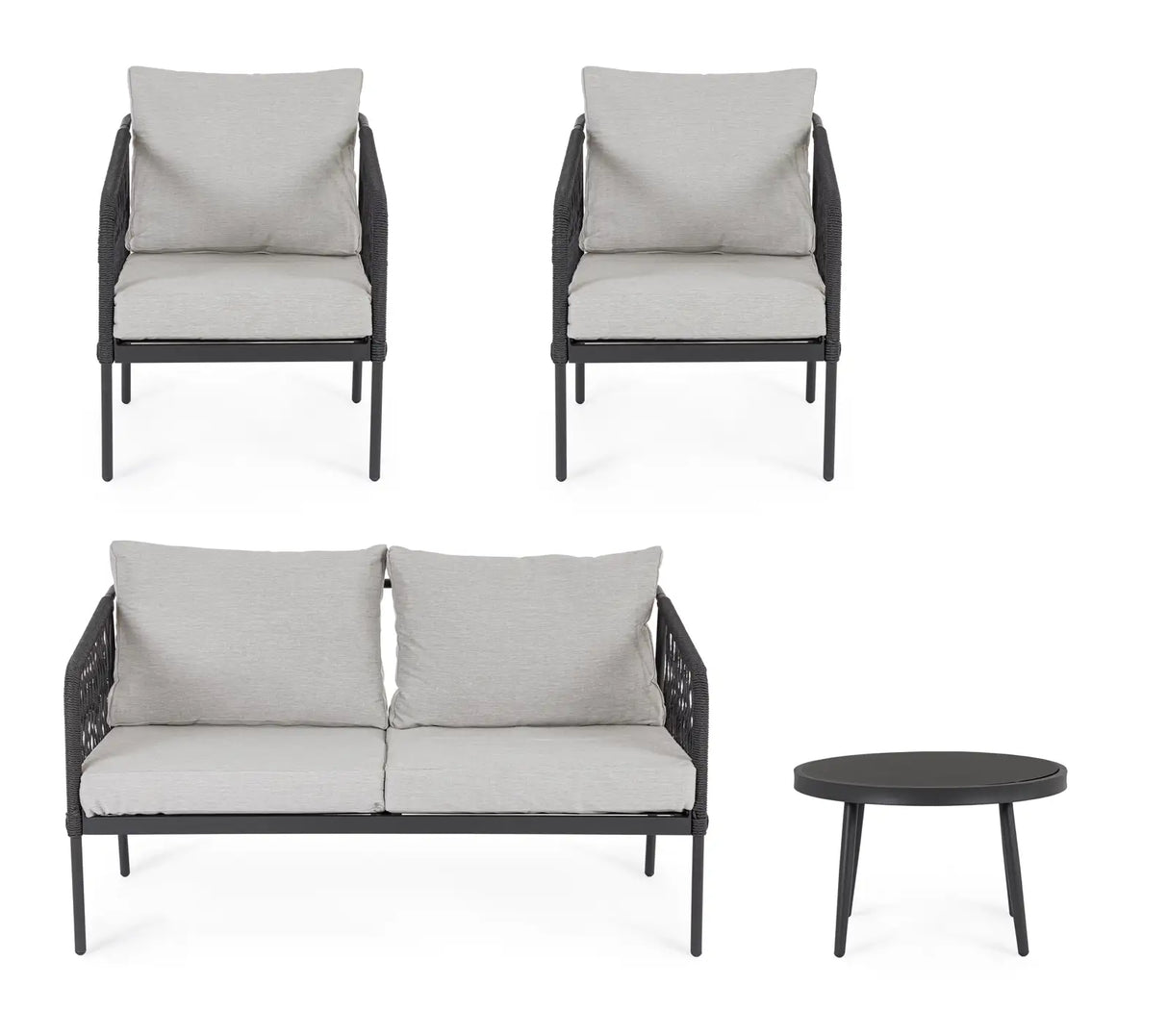 Outdoor 4er-Set Felipe Grau mit Kissen - ZEN ZONE Furniture