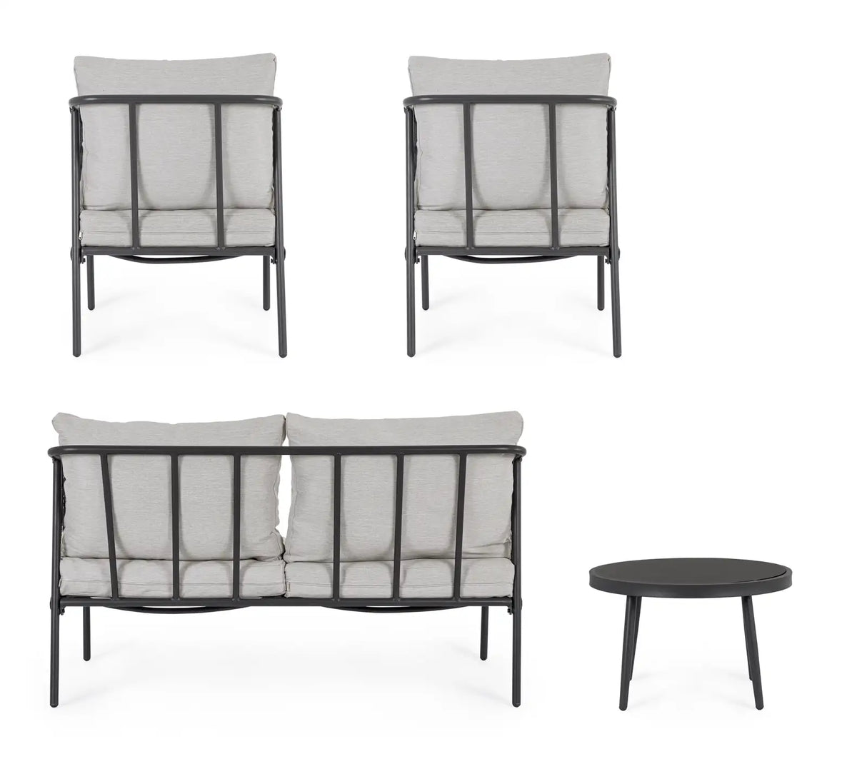 Outdoor 4er-Set Felipe Grau mit Kissen - ZEN ZONE Furniture