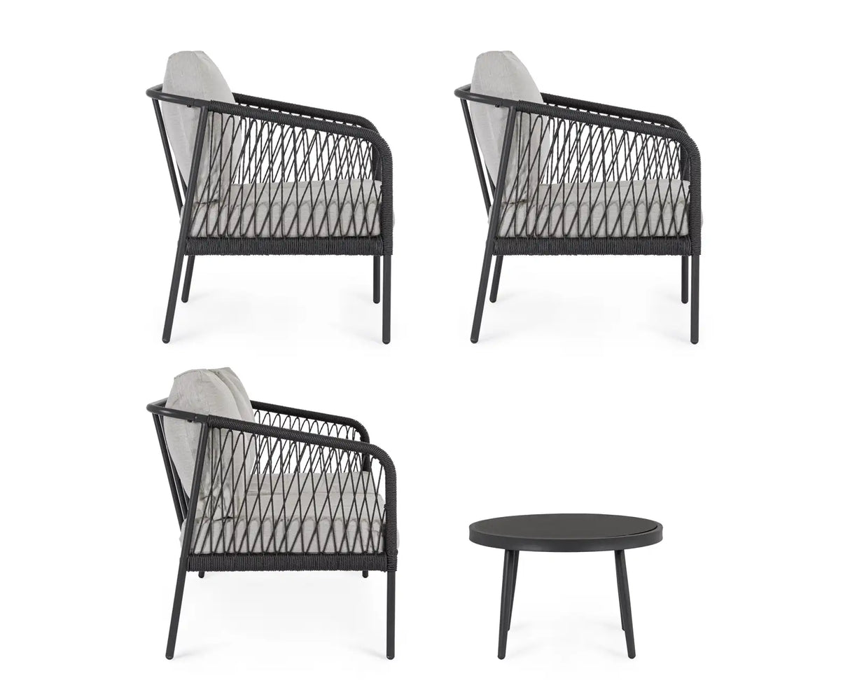 Outdoor 4er-Set Felipe Grau mit Kissen - ZEN ZONE Furniture