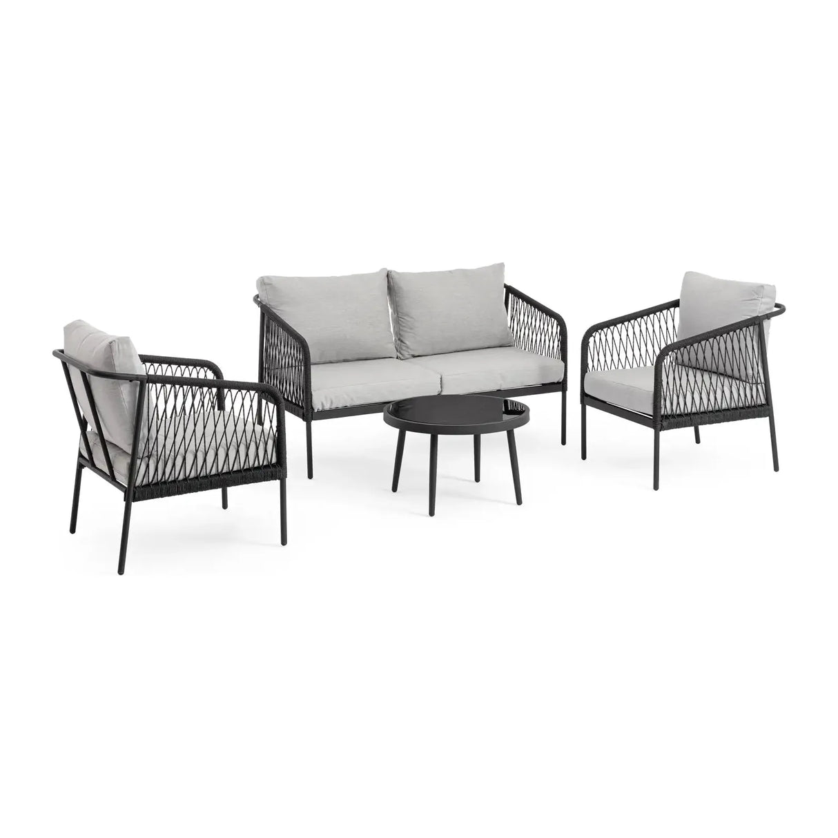 Outdoor 4er-Set Felipe Grau mit Kissen - ZEN ZONE Furniture
