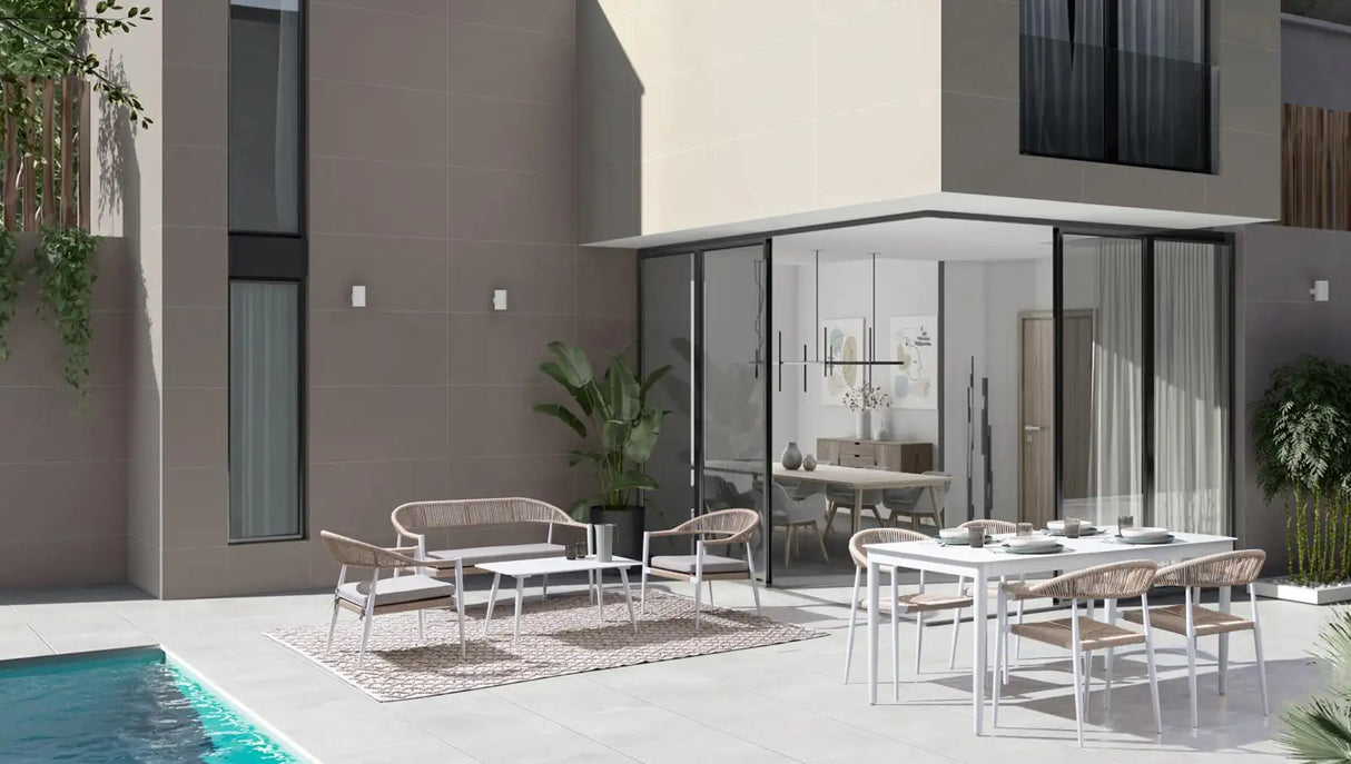 Outdoor Sessel mit Armlehnen Jandia Weiß/Beige SA27 - ZEN ZONE Furniture