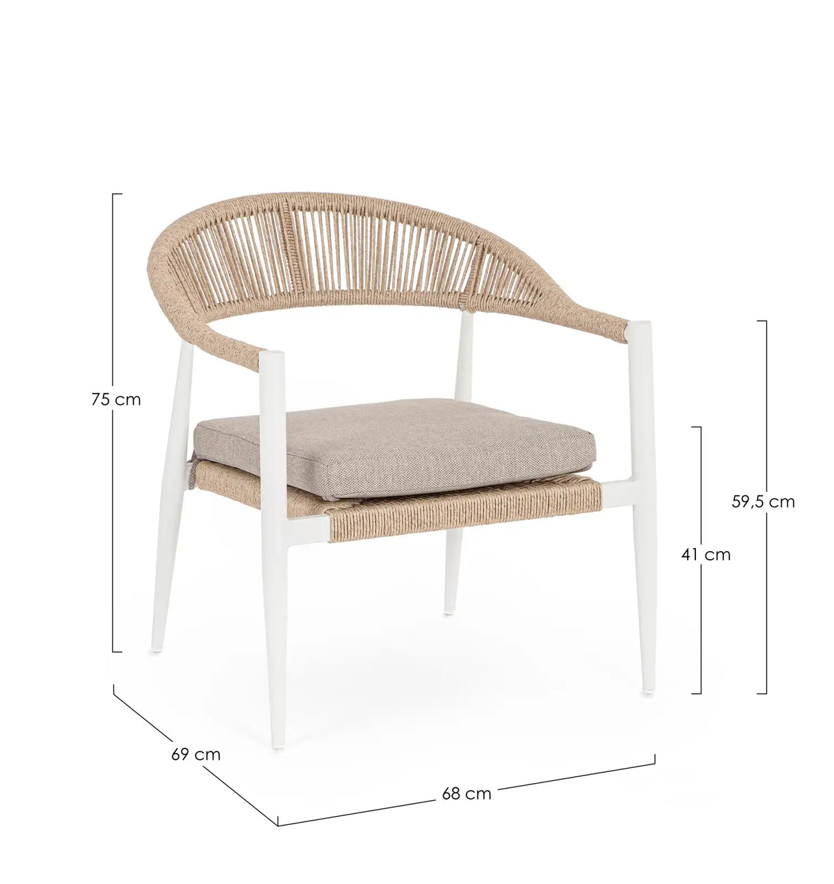 Outdoor Sessel mit Armlehnen Jandia Weiß/Beige SA27 - ZEN ZONE Furniture