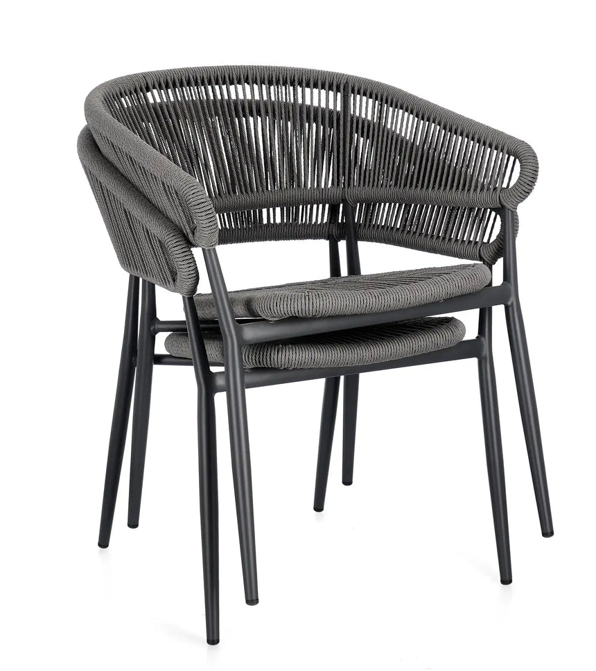 Gartenstuhl Algaida mit Armlehnen Anthrazit/Grau - ZEN ZONE Furniture