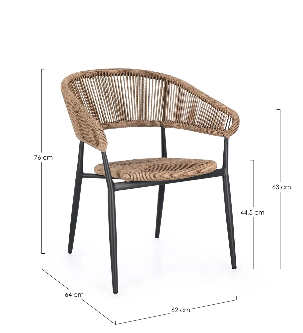 Gartenstuhl Algaida mit Armlehnen Anthrazit/Natur - ZEN ZONE Furniture