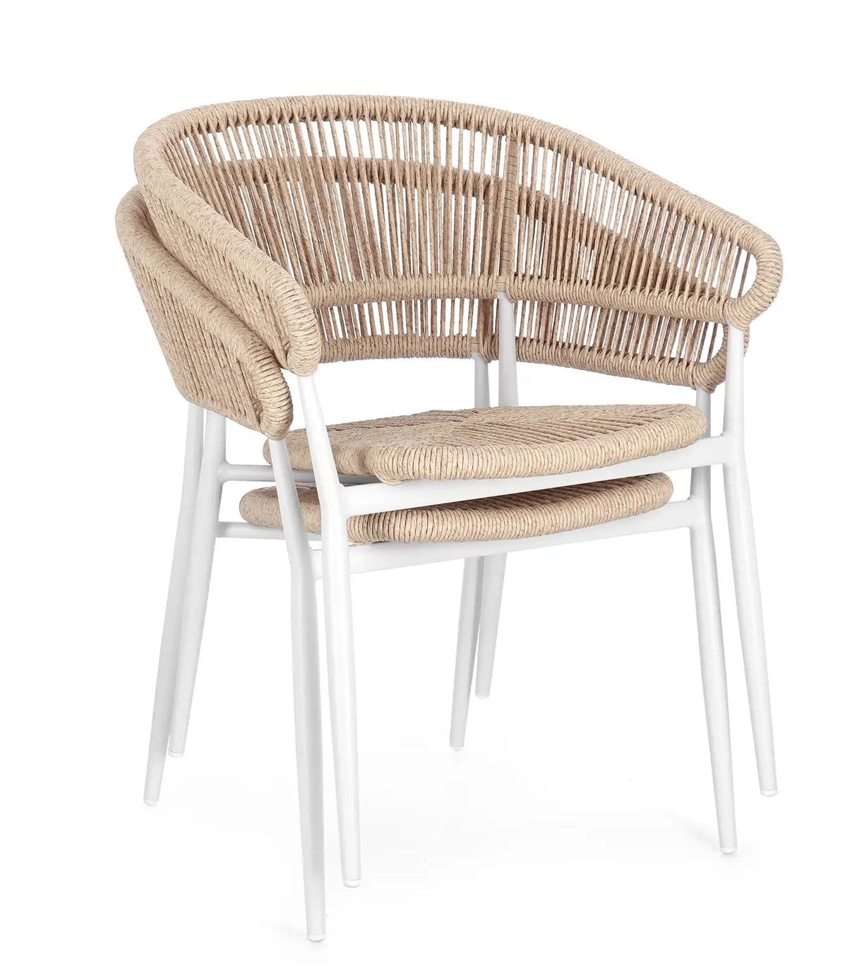 Gartenstuhl Algaida mit Armlehnen Weiß/Beige - ZEN ZONE Furniture