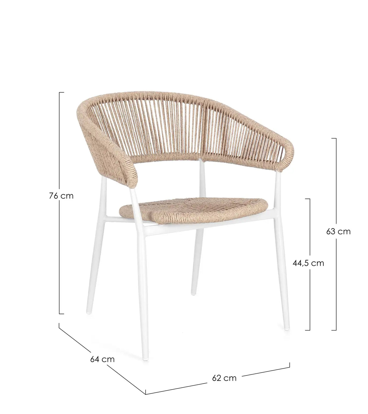 Gartenstuhl Algaida mit Armlehnen Weiß/Beige - ZEN ZONE Furniture
