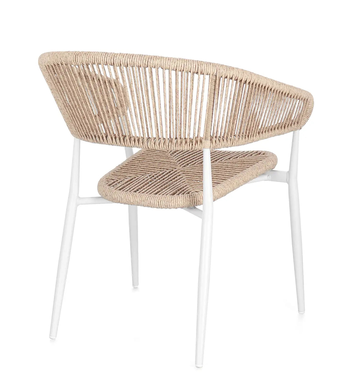 Gartenstuhl Algaida mit Armlehnen Weiß/Beige - ZEN ZONE Furniture