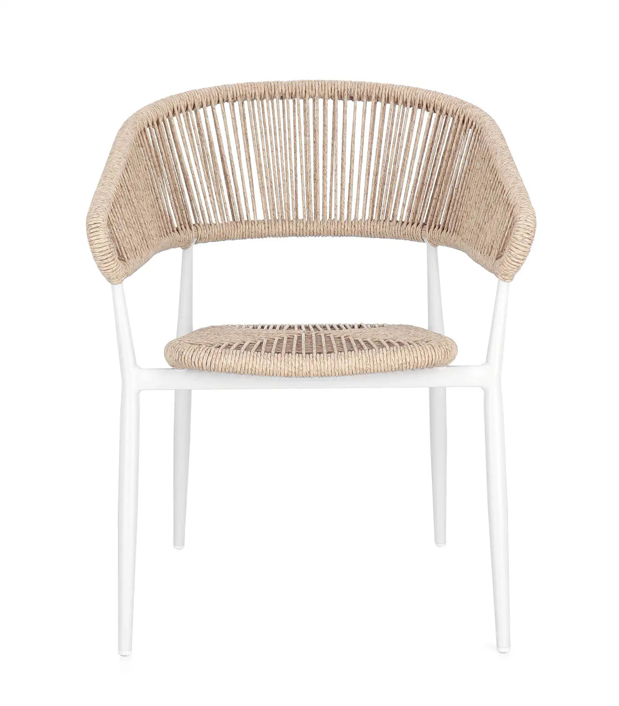 Gartenstuhl Algaida mit Armlehnen Weiß/Beige - ZEN ZONE Furniture