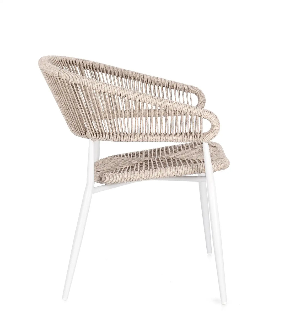 Gartenstuhl Algaida mit Armlehnen Weiß/Beige - ZEN ZONE Furniture