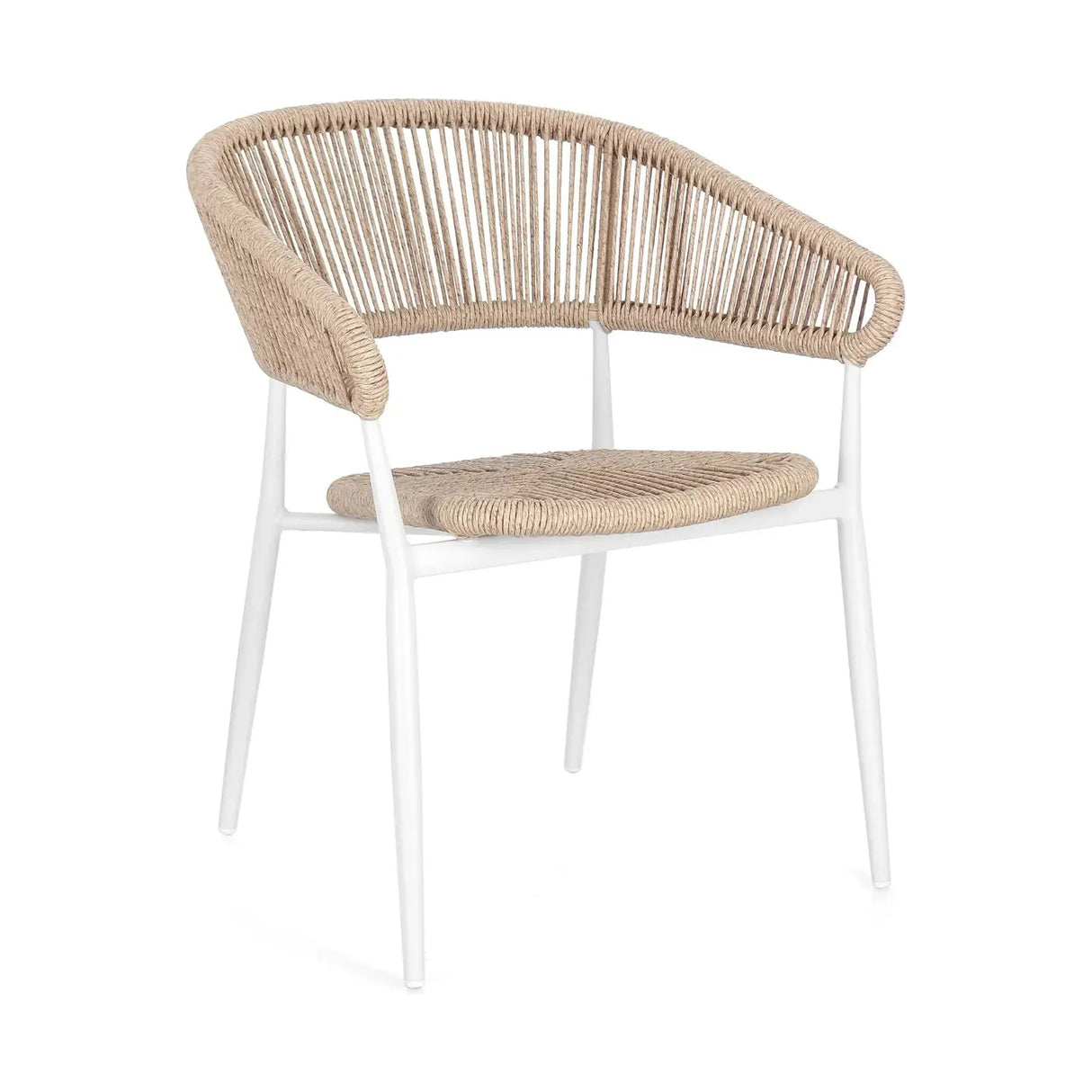 Gartenstuhl Algaida mit Armlehnen Weiß/Beige - ZEN ZONE Furniture