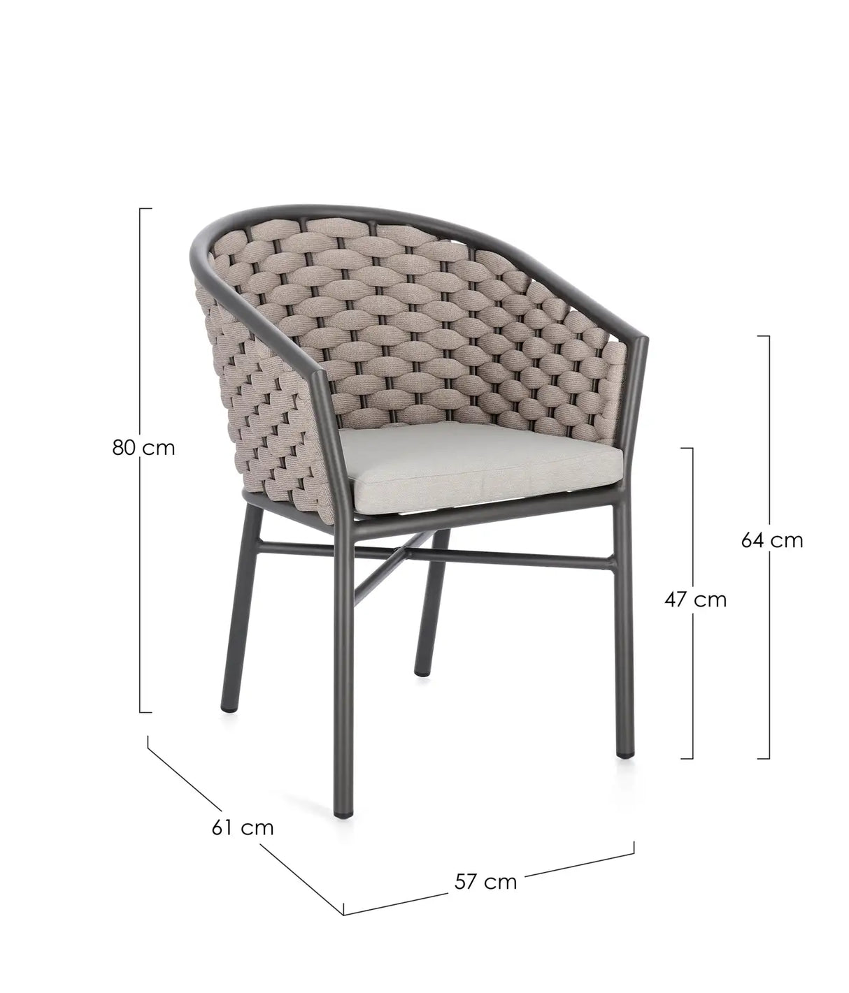 Gartenstuhl mit Armlehnen Anthrazit/Khaki - ZEN ZONE Furniture