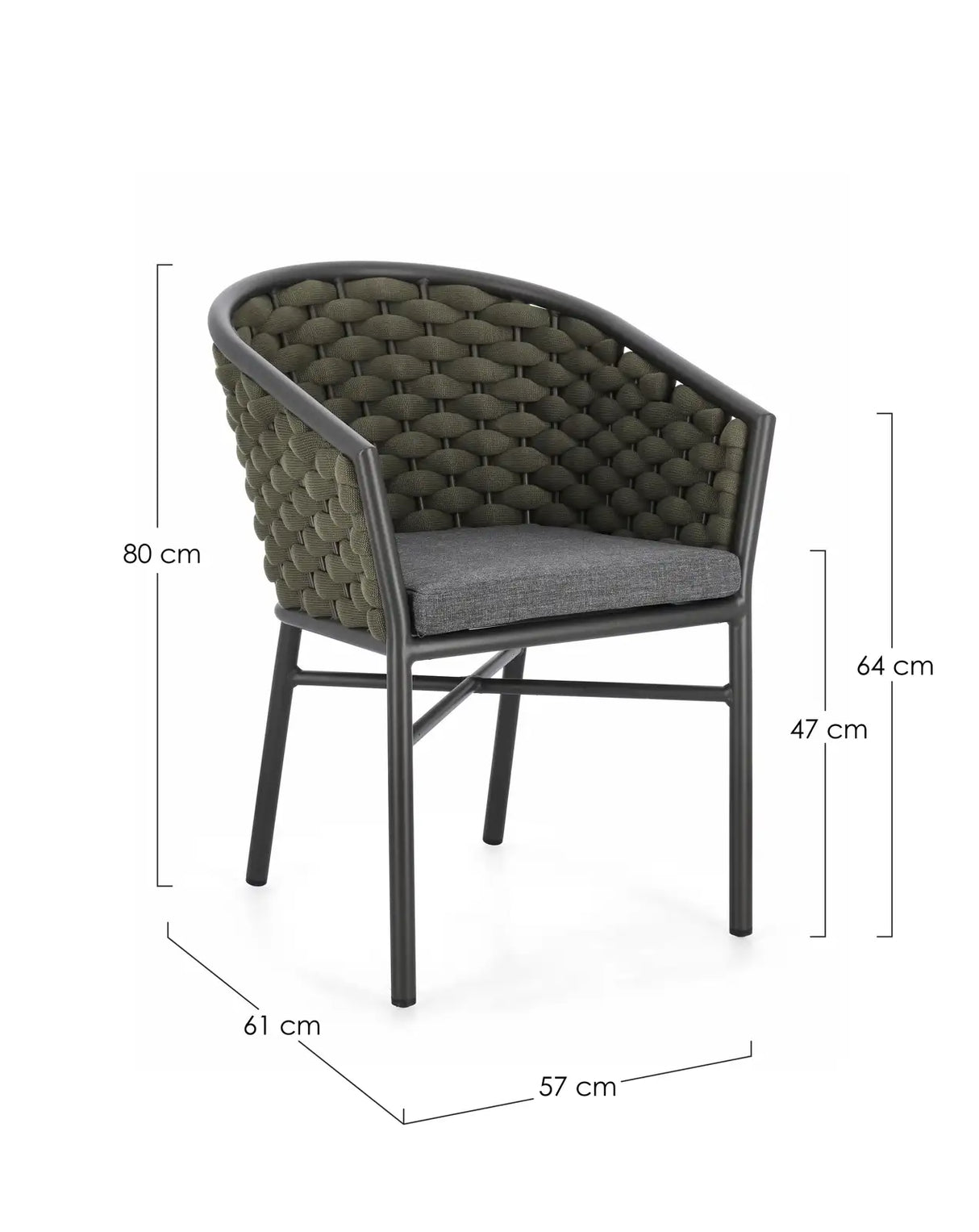Gartenstuhl mit Armlehnen Margalida Anthrazit/Grün JA60 - ZEN ZONE Furniture