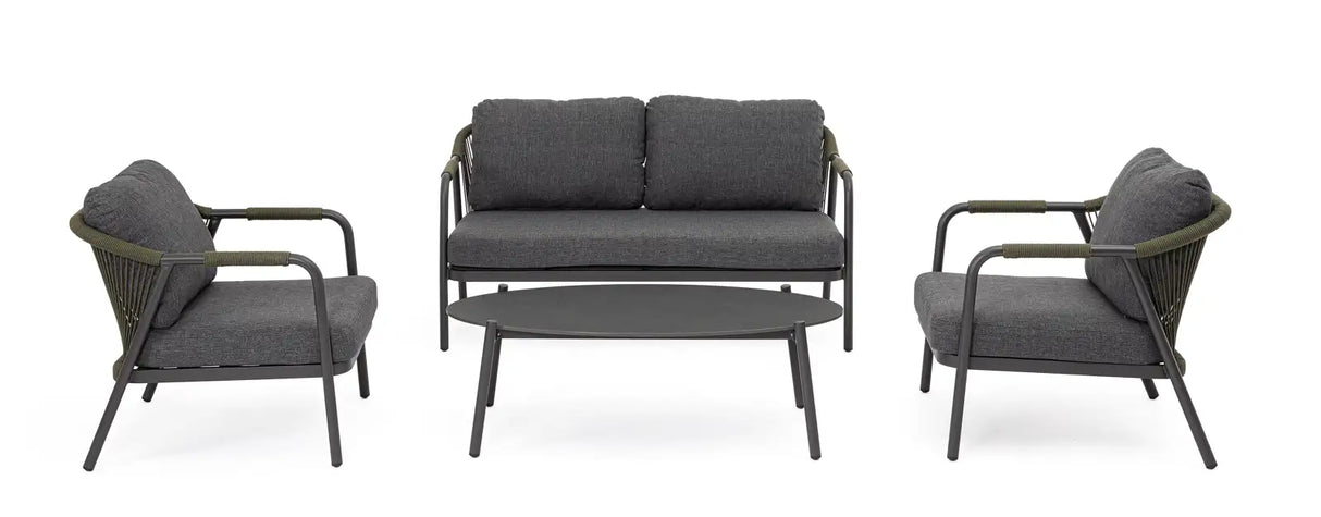 Outdoor 4er-Set Sitzgruppe C-C Miravet Anthrazit/Grün - ZEN ZONE Furniture