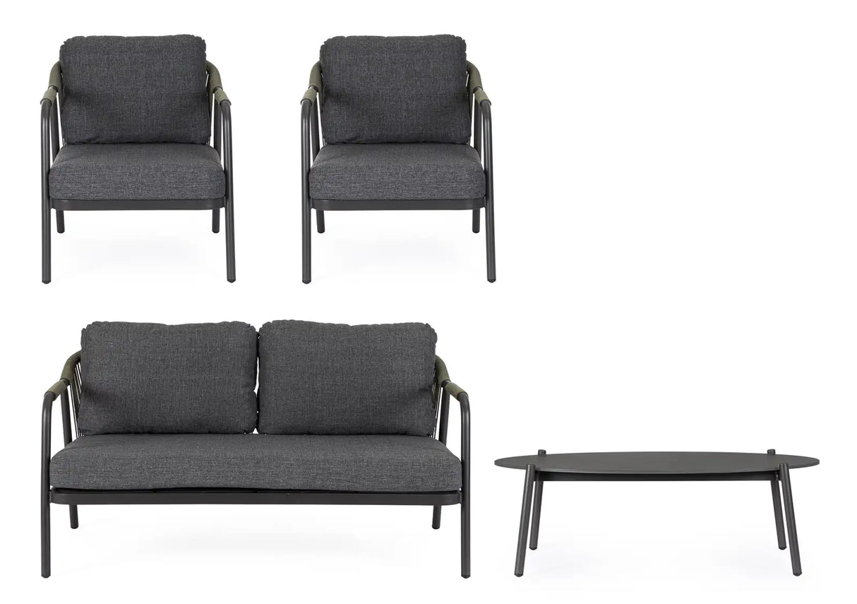 Outdoor 4er-Set Sitzgruppe C-C Miravet Anthrazit/Grün - ZEN ZONE Furniture