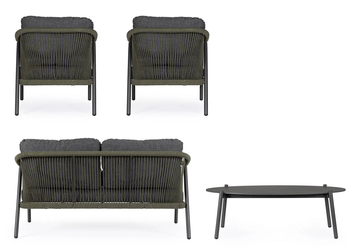 Outdoor 4er-Set Sitzgruppe C-C Miravet Anthrazit/Grün - ZEN ZONE Furniture