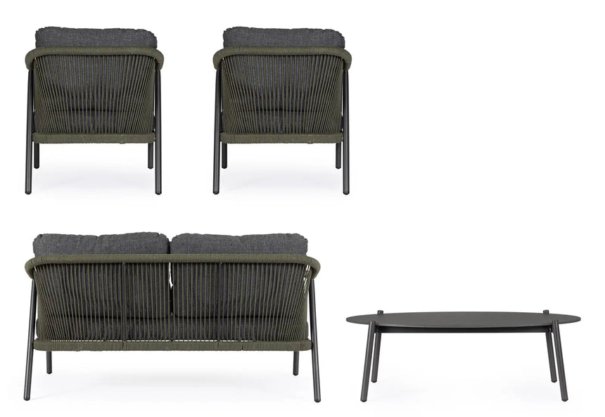 Outdoor 4er-Set Sitzgruppe C-C Miravet Anthrazit/Grün - ZEN ZONE Furniture